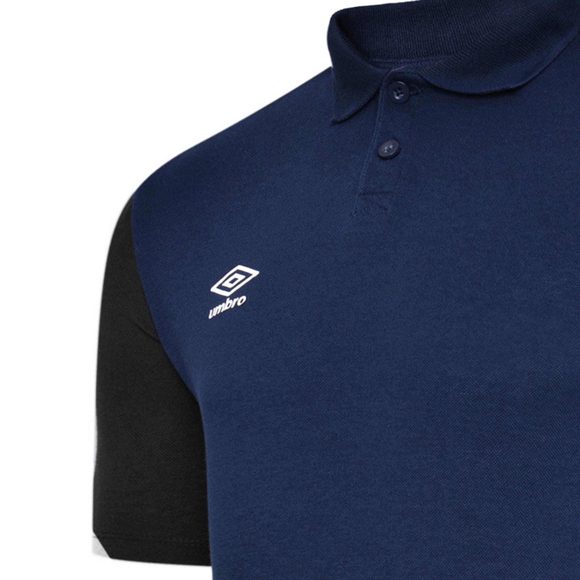 Maglietta Polo Allenamento Uomo Umbro Total Blu Navy Blu Navy Scuro Bianco 3/3