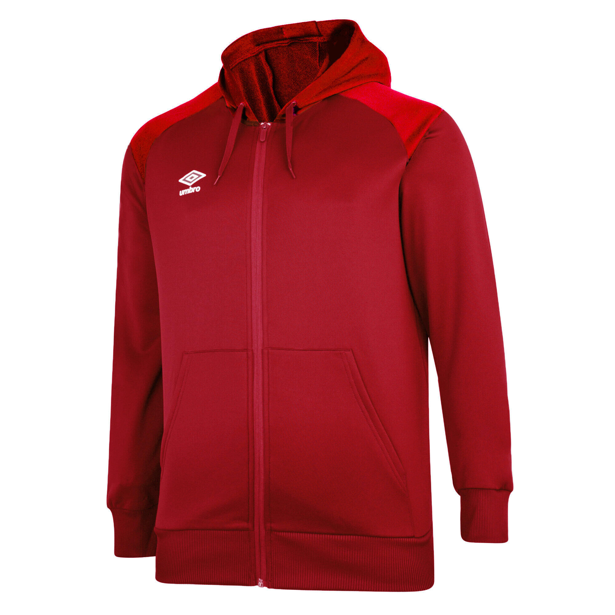 UMBRO Childrens/Kids Full Zip Drawstring Hoodie (Chili Pepper Red/Vermillion)