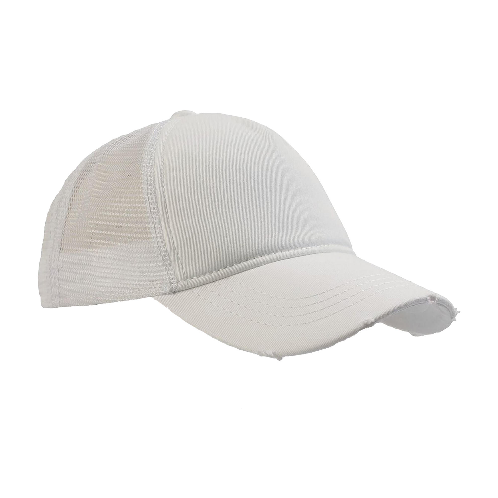 Rapper Destroyed 5 Panel Weathered Trucker Cap (Pack of 2) (White/White) 3/3