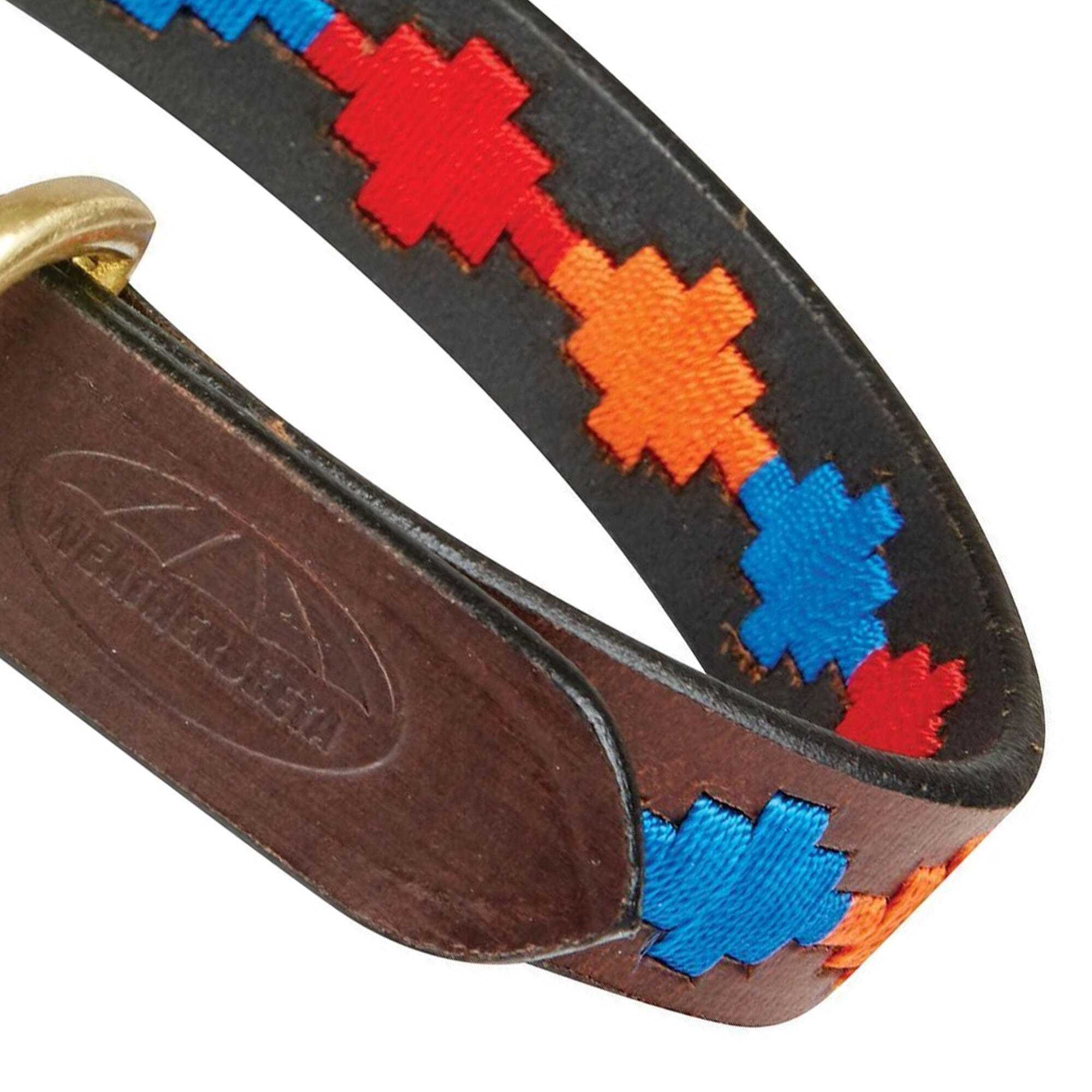 Polo Leather Dog Collar (Brown/Red/Orange/Blue) 2/3