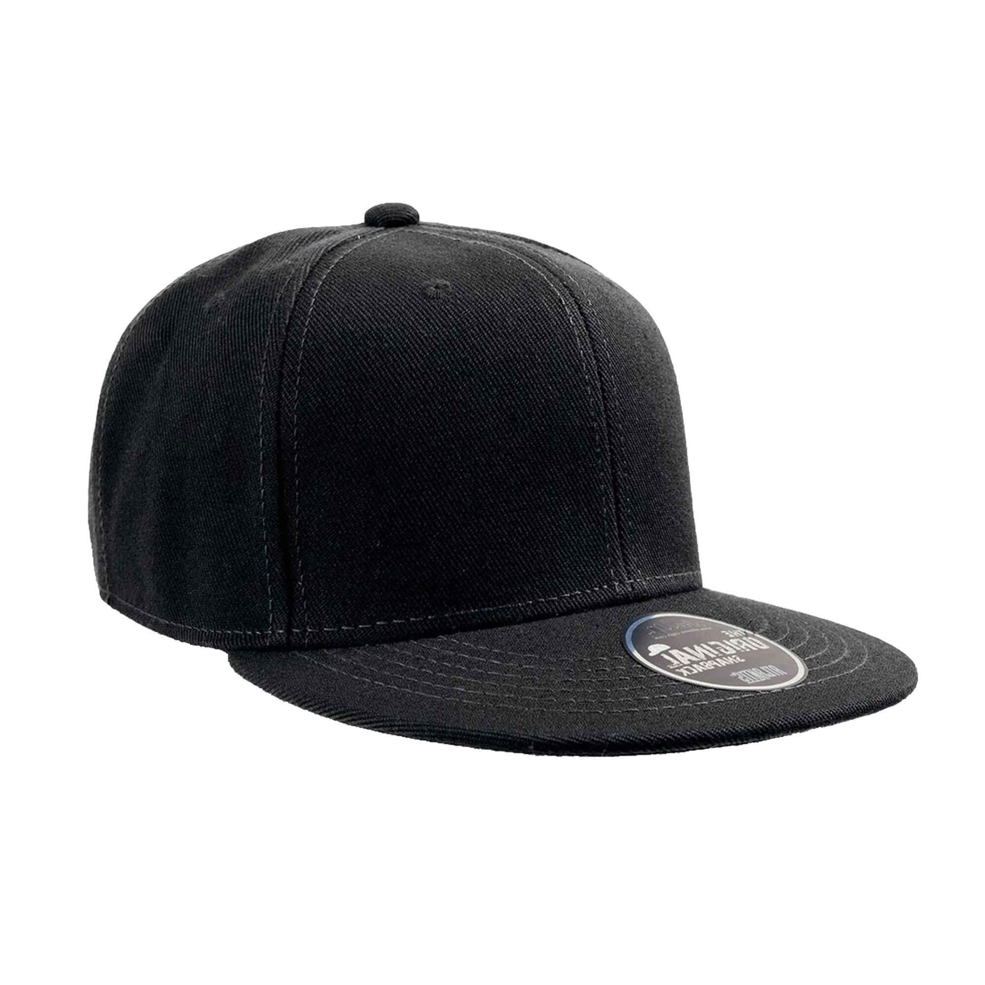 Children/Kids Flat Visor 6 Panel Snap Back Cap (Pack of 2) (Black) 3/3