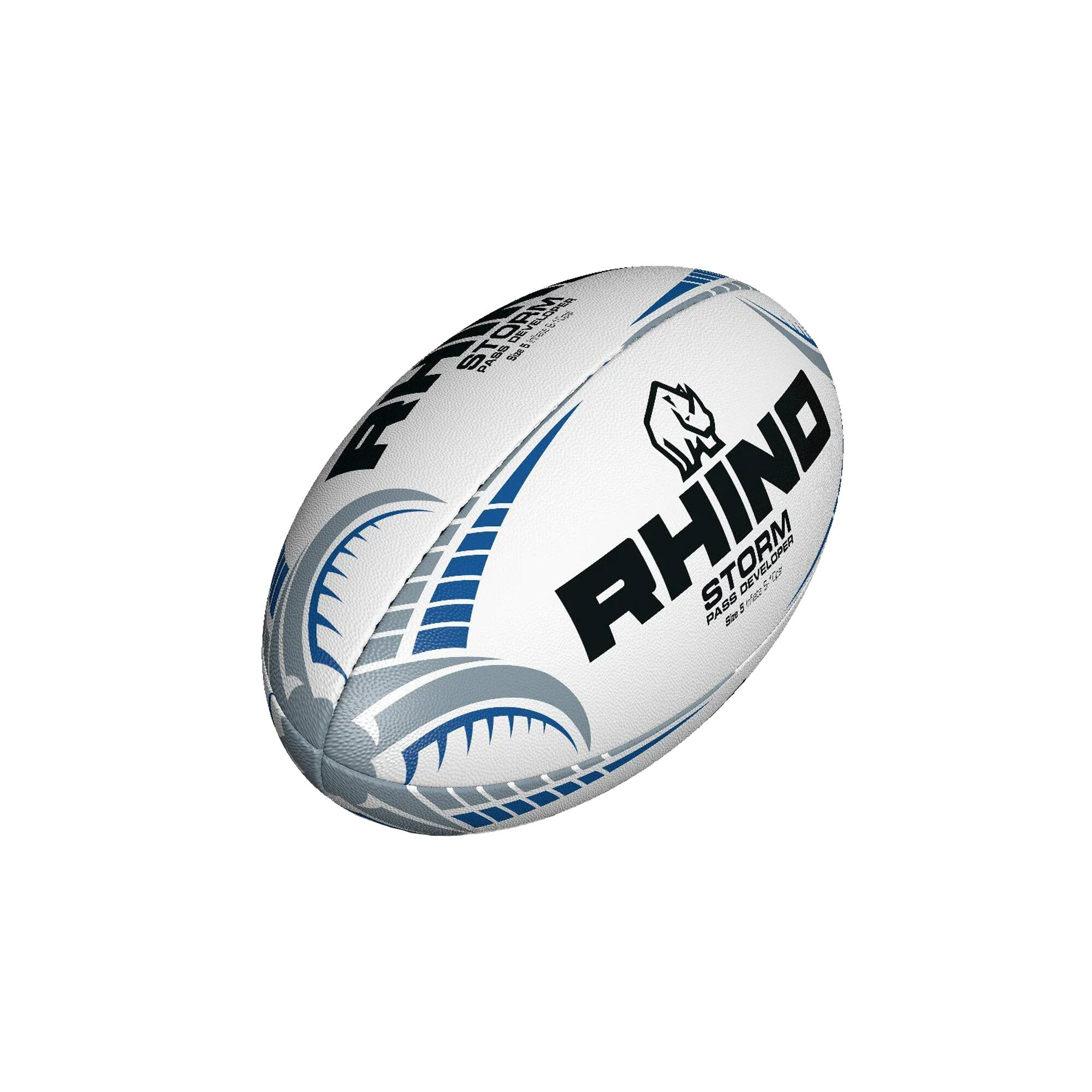 Palla Da Rugby Rhino Storm Pass Developer Bianco Blu Nero 5 2/3