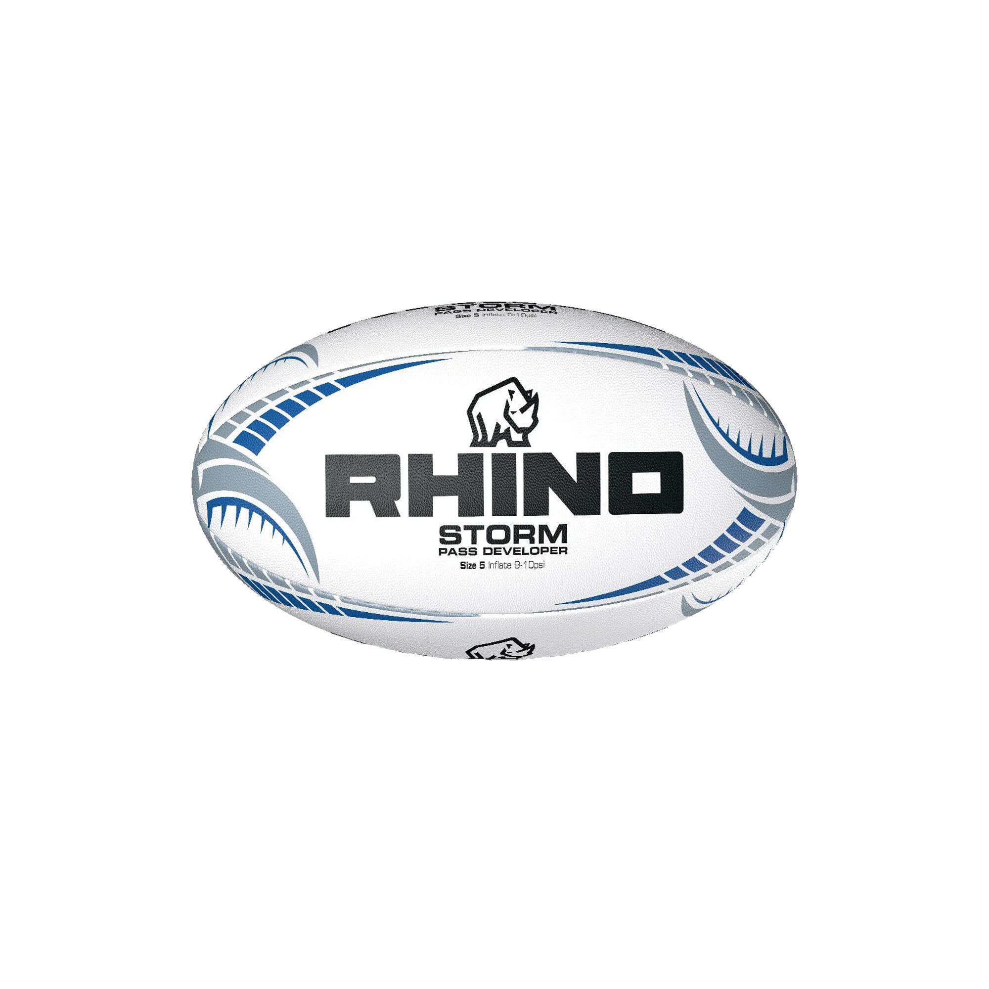Palla Da Rugby Rhino Storm Pass Developer Bianco Blu Nero 5 3/3