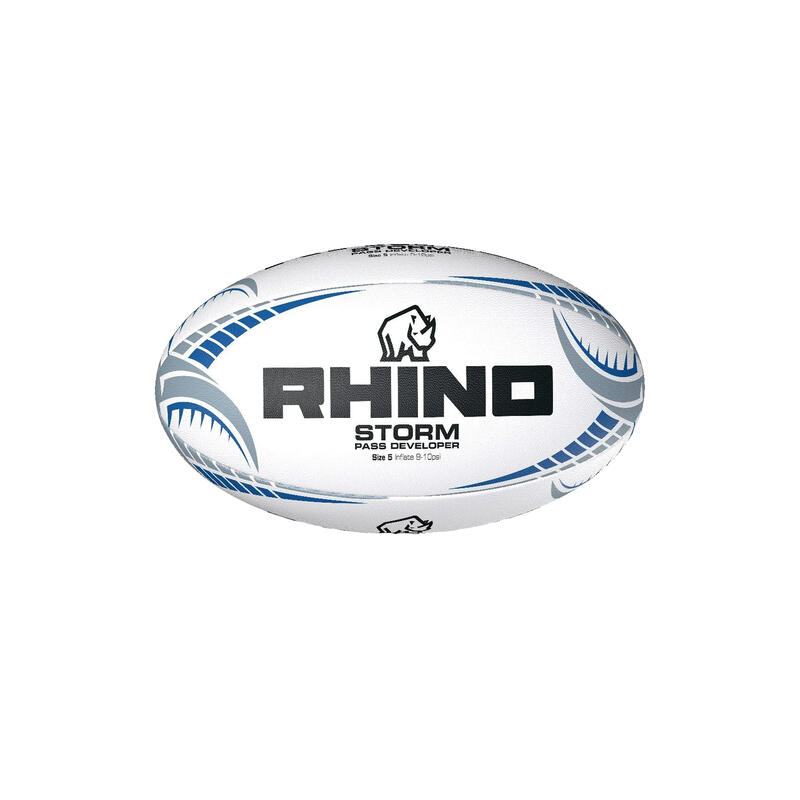 Ballon de rugby STORM PASS DEVELOPER (Blanc / Bleu / Noir)
