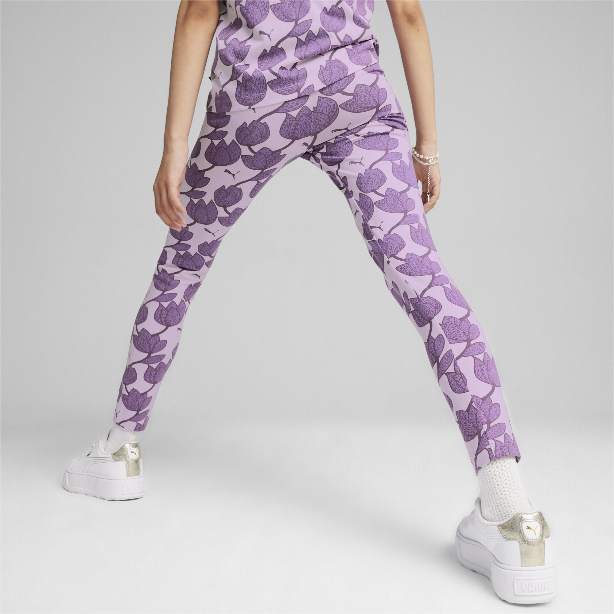 Leggings ESS+ BLOSSOM da bambina PUMA Grape Mist Purple 3/5