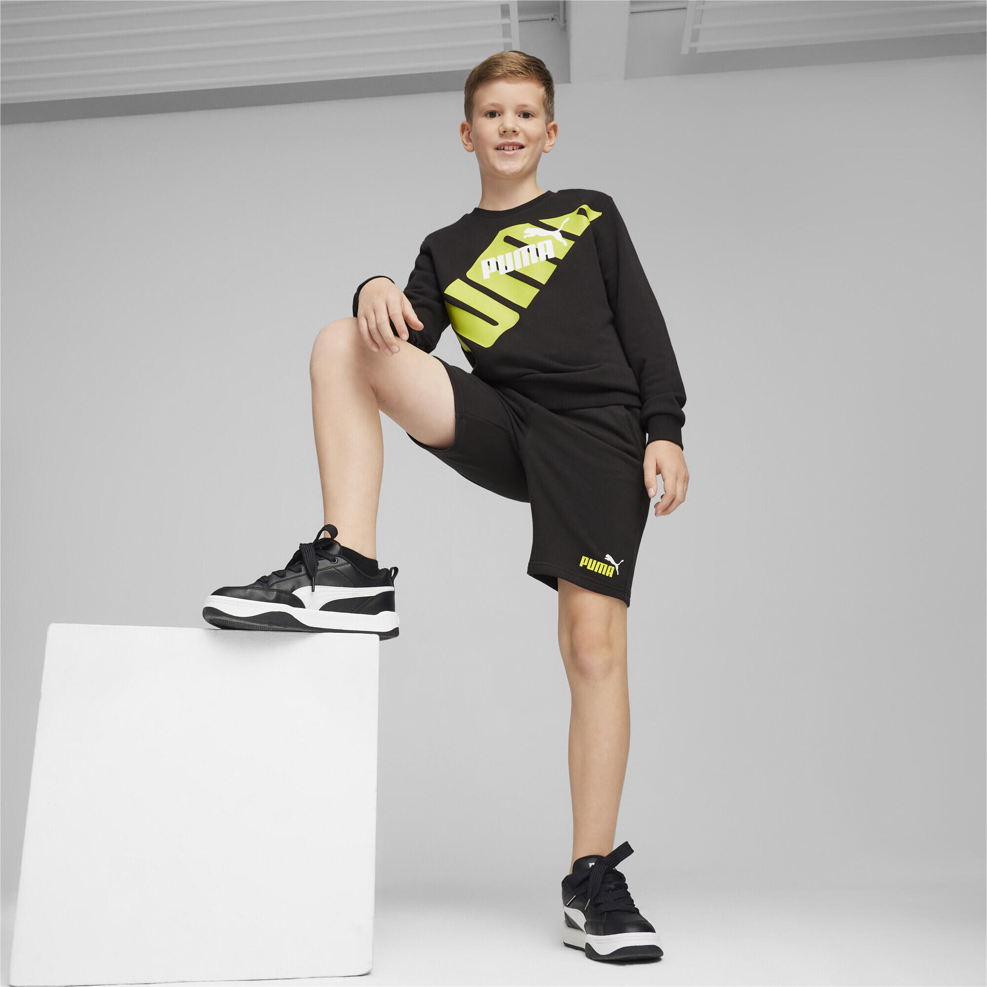 Shorts Essentials+ Two-Tone da ragazzi PUMA Black Lime Sheen 4/5
