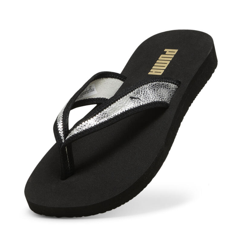 Slapi femei Puma Sandy Flip Metallic Shine, Negru