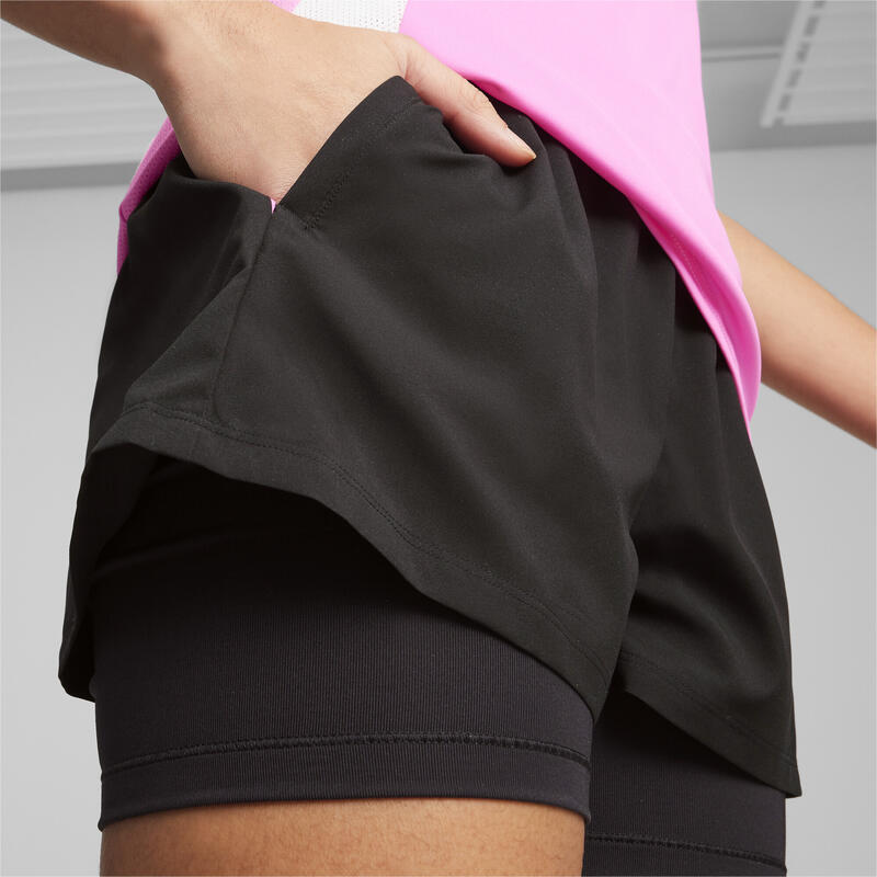 Puma INDIVIDUAL PADEL SHORT - Pantalón corto de deporte - black/poison  pink/negro 