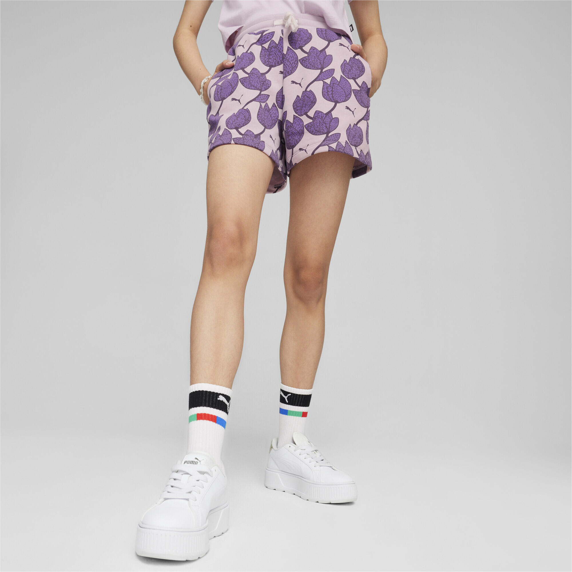 Shorts ESS+ BLOSSOM da bambina PUMA Grape Mist Purple 2/5
