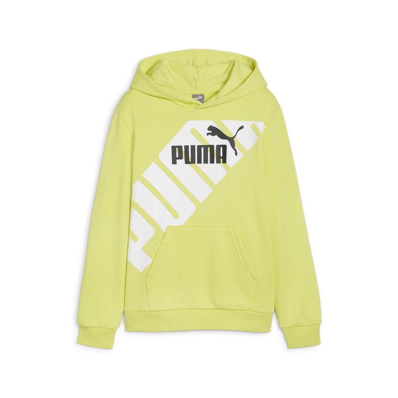 Felpa con cappuccio grafica PUMA POWER per ragazzi PUMA Lime Sheen Green