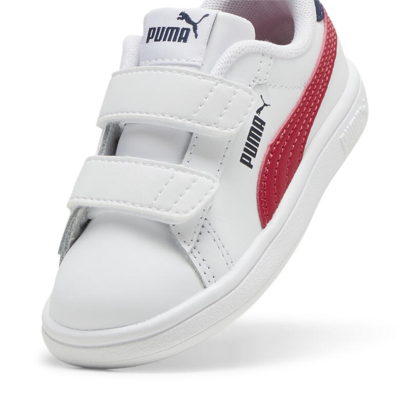 Smash 3.0 leren V sneakers voor baby’s PUMA White Club Red Navy Blue
