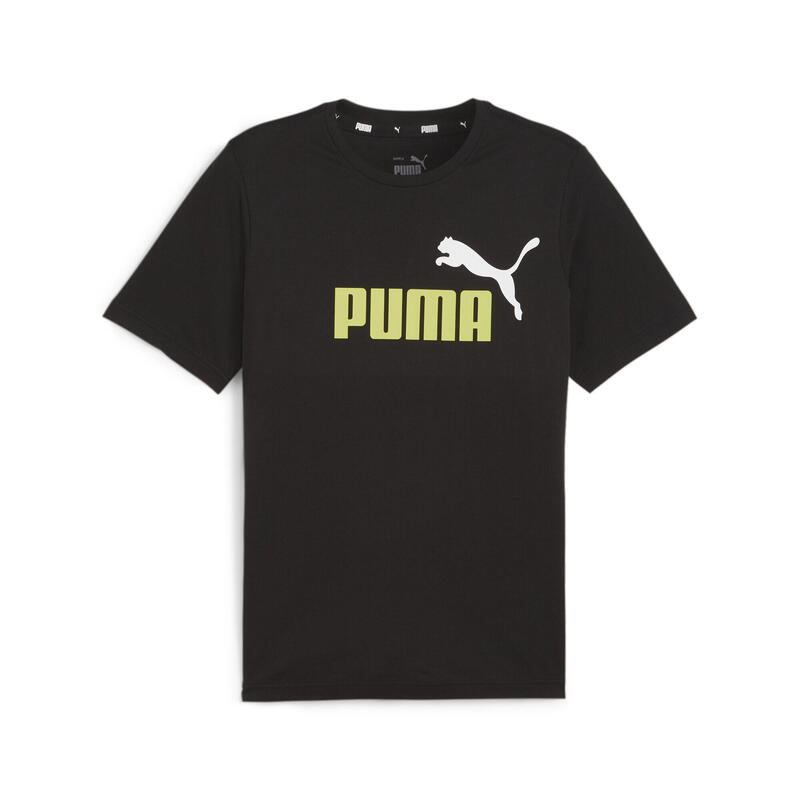 T-shirt con logo bicolore Essentials uomo PUMA Black Lime Sheen Green