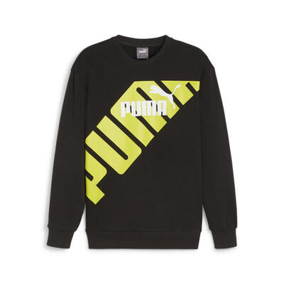 Puma power sweatshirt met print voor heren puma black lime sheen green