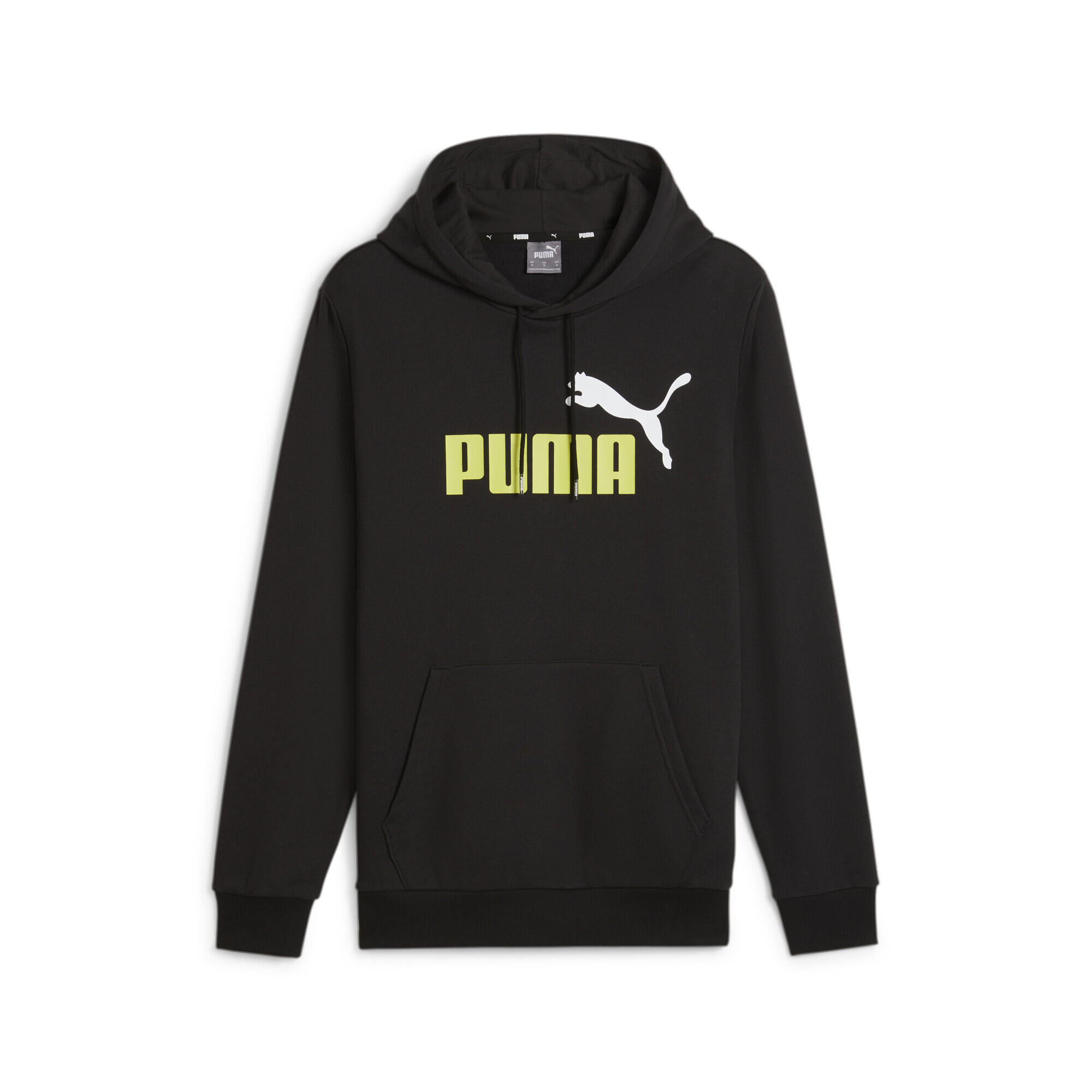 Felpa con cappuccio Essentials Big Logo bicolore da uomo PUMA Black Lime Sheen PUMA Decathlon