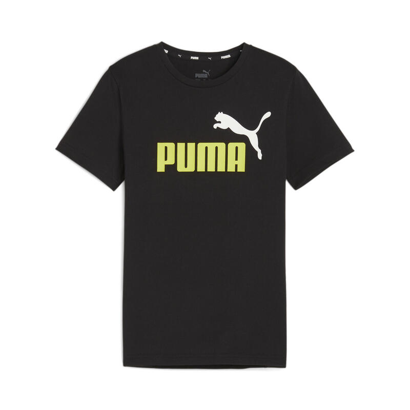 T-shirt Essentials+ Two-Tone Logo da ragazzo PUMA Black Lime Sheen Green