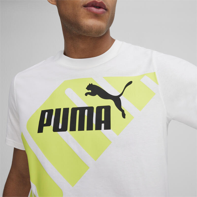 PUMA POWER T-shirt met print voor heren PUMA White Lime Sheen Green