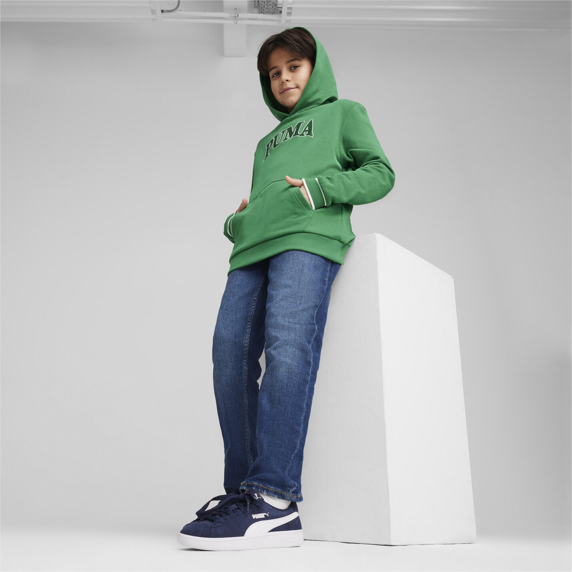 Felpa con cappuccio PUMA SQUAD da ragazza PUMA Archive Green 4/5