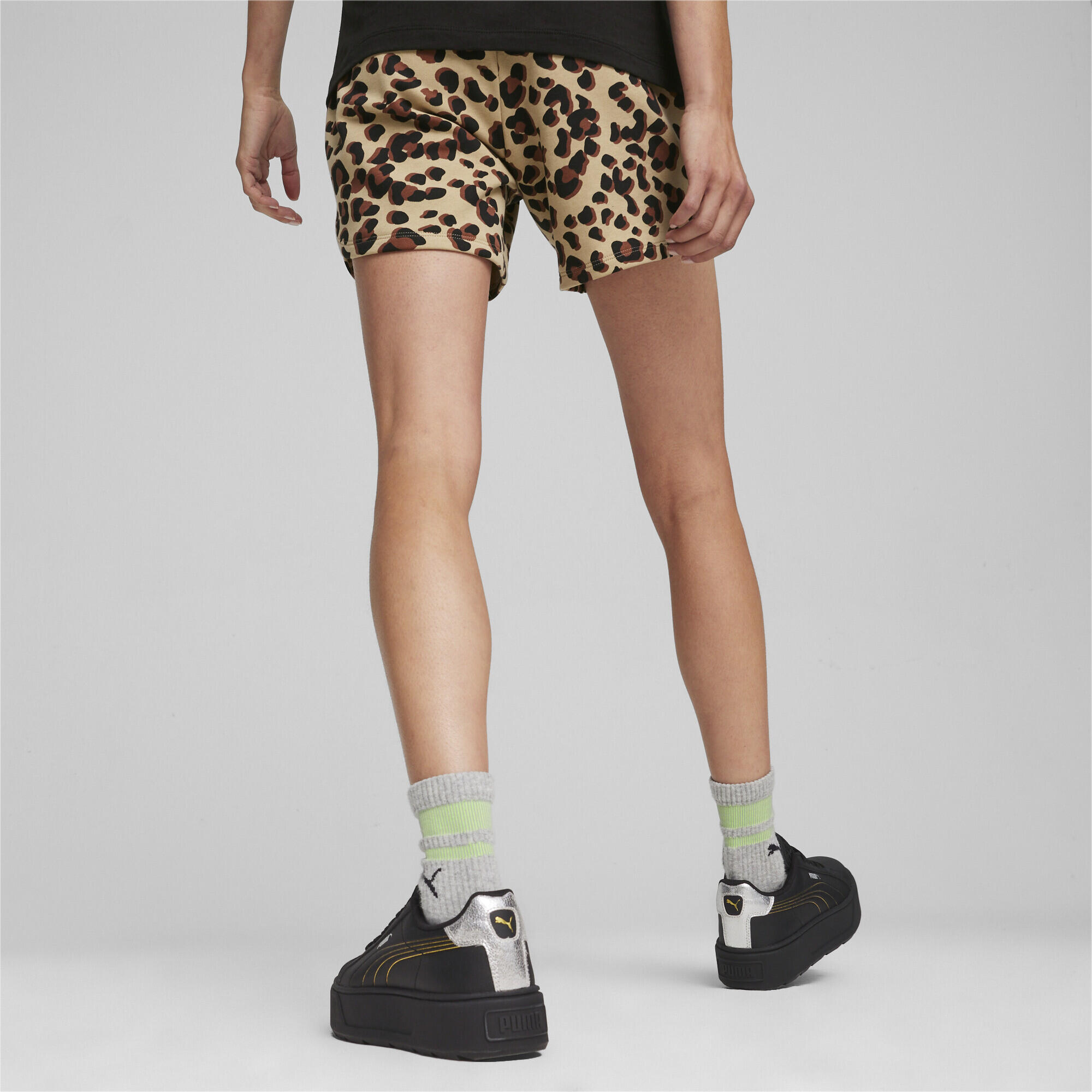 Shorts stampati ESS+ ANIMAL da donna PUMA Prairie Tan Beige 3/5