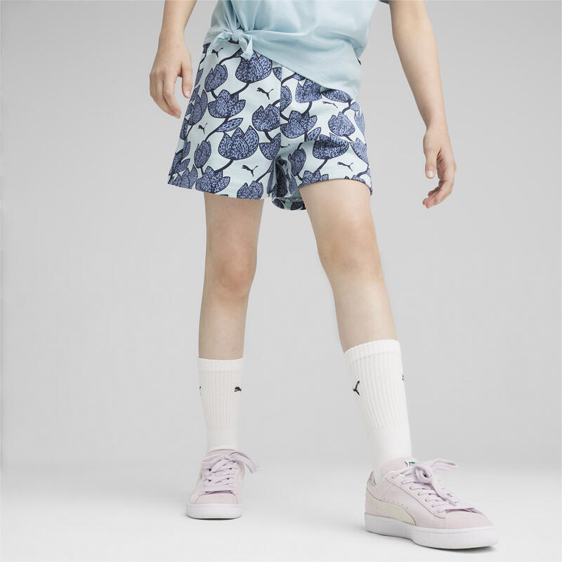 Shorts ESS+ BLOSSOM da bambina PUMA Turquoise Surf Blue