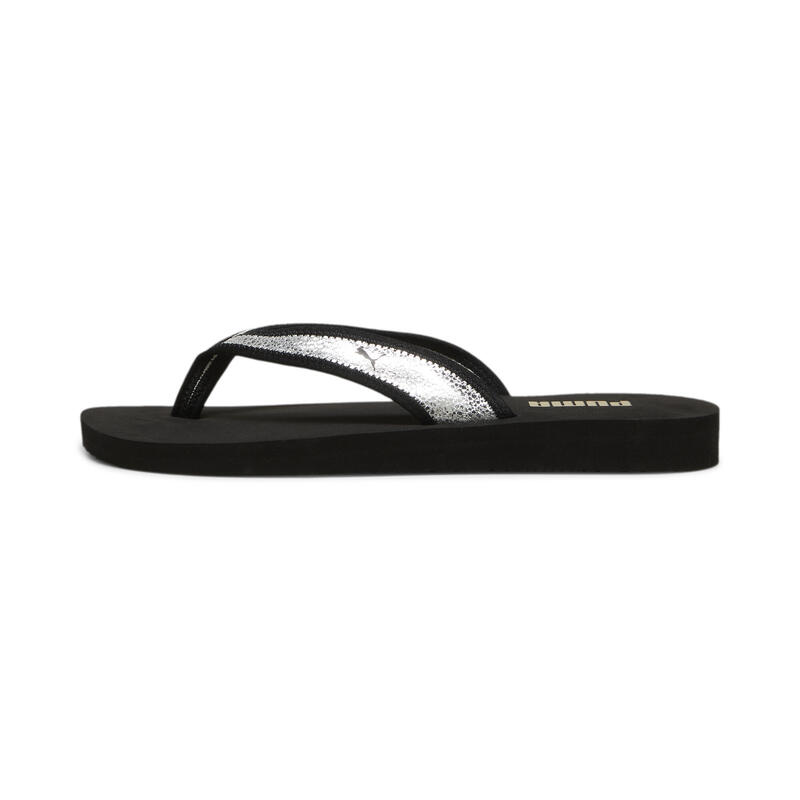 Slapi femei Puma Sandy Flip Metallic Shine, Negru