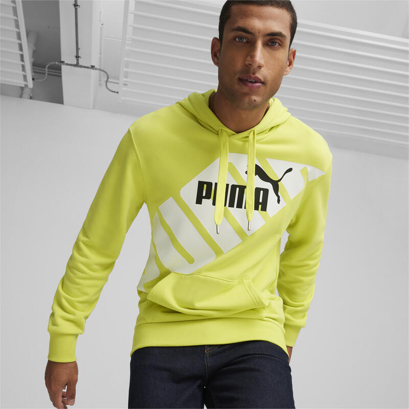 Felpa con cappuccio grafica PUMA POWER da uomo PUMA Lime Sheen Green