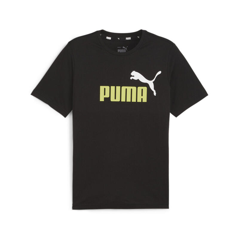 Essentials+ T-shirt met 2-kleuren-logo heren PUMA Black Lime Sheen Green