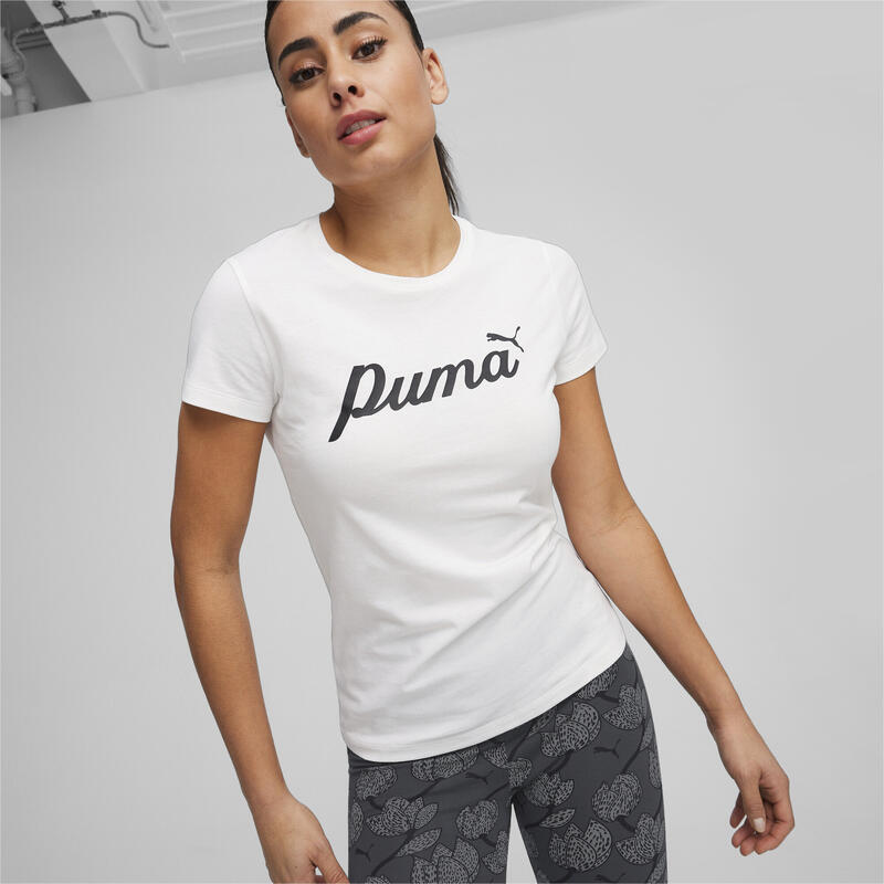 Tricou cu script ESS+ pentru femei PUMA White