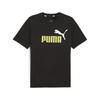 Camiseta Essentials+2 Colour Logo Hombre PUMA Black Lime Sheen Green