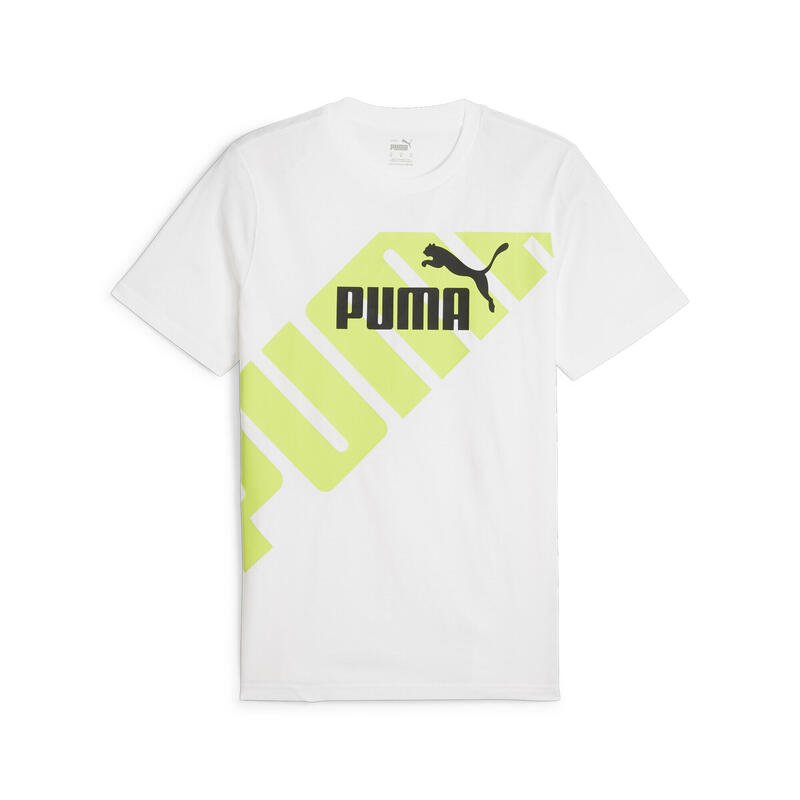 T-shirt grafica PUMA POWER da uomo PUMA White Lime Sheen Green