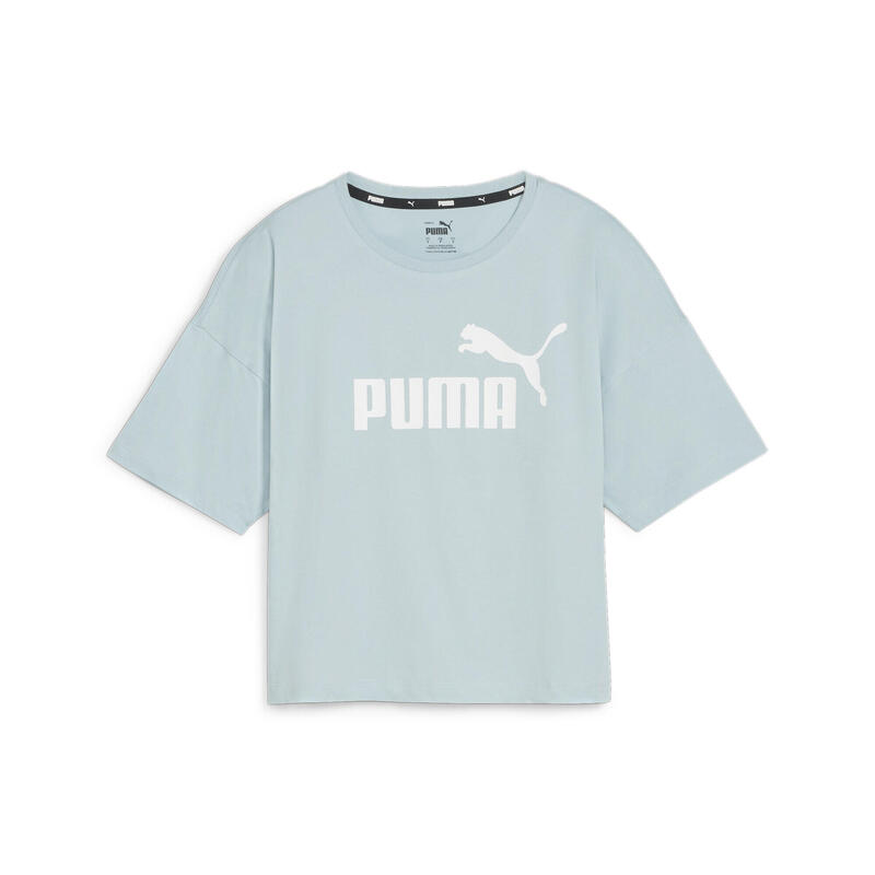 Essentials Logo cropped T-shirt dames PUMA Turquoise Surf Blue