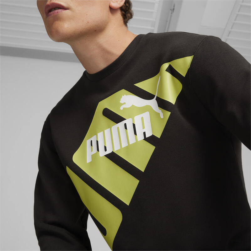 PUMA POWER Graphic Sweatshirt Herren PUMA Black Lime Sheen Green