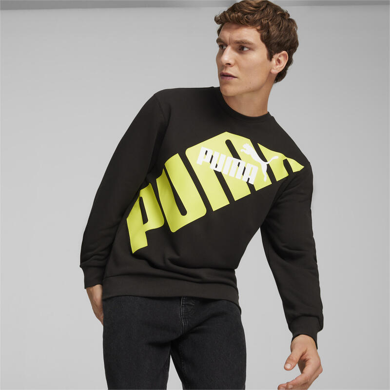 PUMA POWER sweatshirt met print voor heren PUMA Black Lime Sheen Green