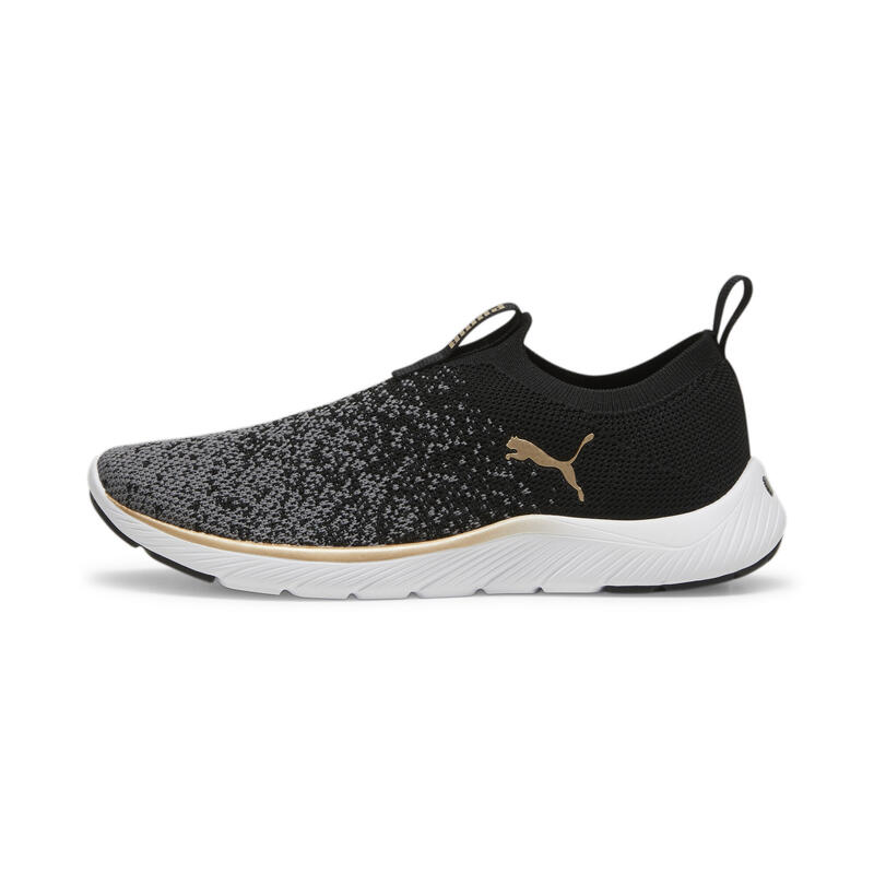 Damskie dzianinowe buty do biegania SOFTRIDE Remi PUMA Black Gold Cool Dark Gray