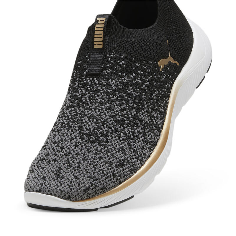 Damskie dzianinowe buty do biegania SOFTRIDE Remi PUMA Black Gold Cool Dark Gray