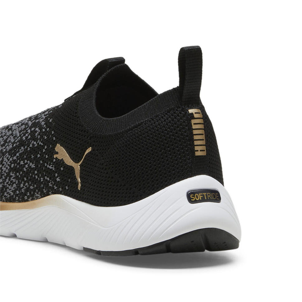 Damskie dzianinowe buty do biegania SOFTRIDE Remi PUMA Black Gold Cool Dark Gray