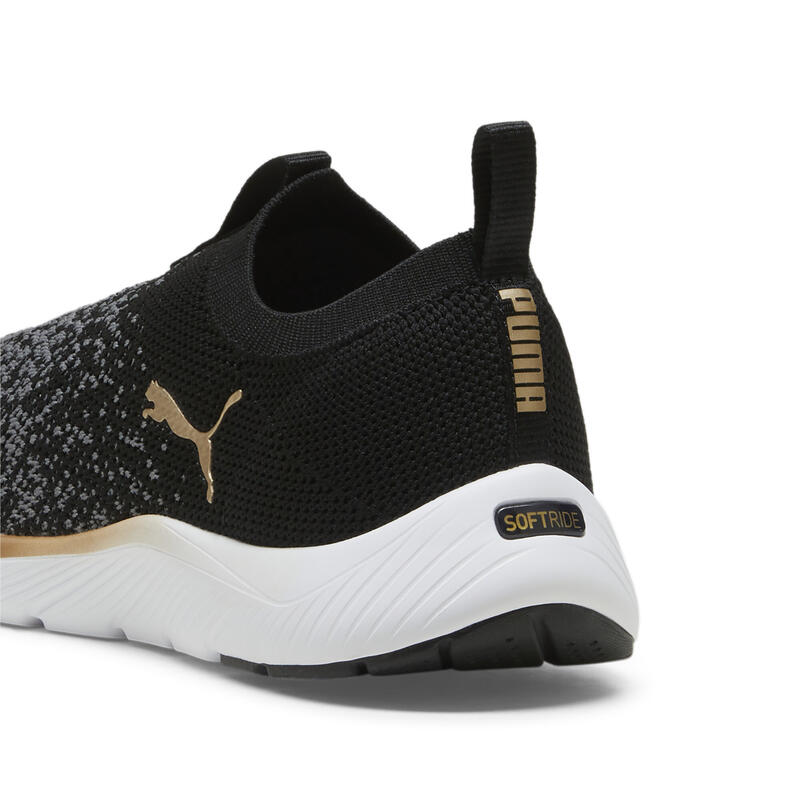 Damskie dzianinowe buty do biegania SOFTRIDE Remi PUMA Black Gold Cool Dark Gray