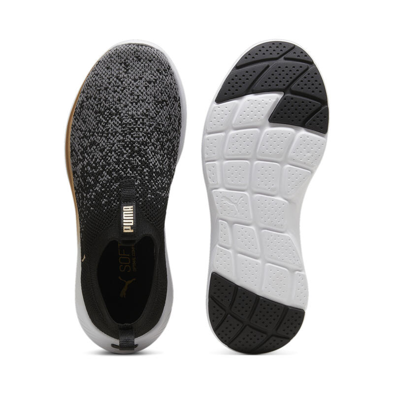 Damskie dzianinowe buty do biegania SOFTRIDE Remi PUMA Black Gold Cool Dark Gray