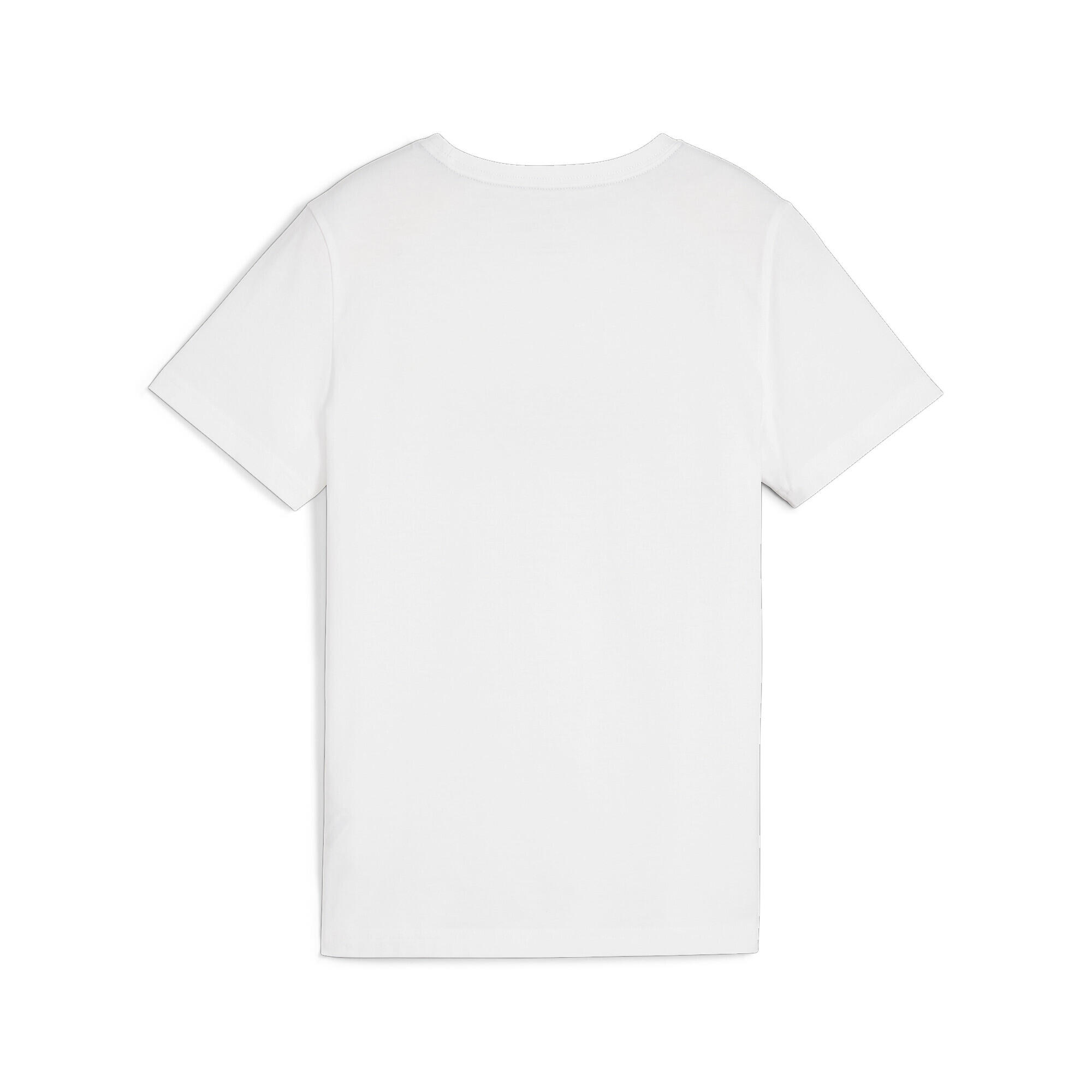 Camiseta Essentials+ Logo bicolor Niño PUMA White Lime Sheen Green 5/5