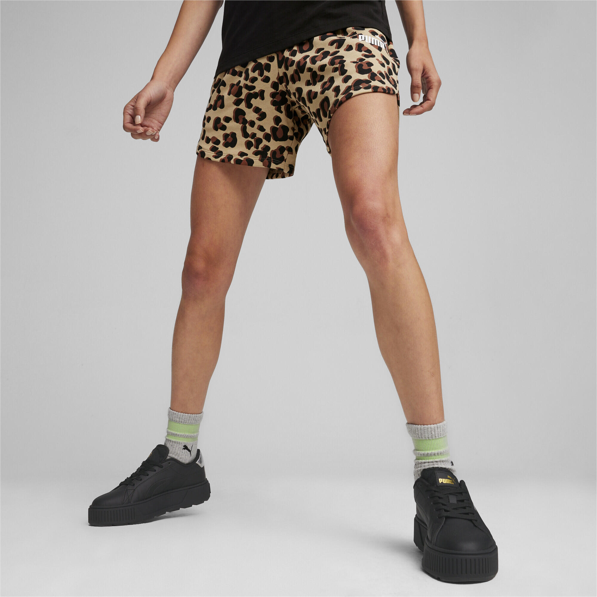 Shorts stampati ESS+ ANIMAL da donna PUMA Prairie Tan Beige 2/5