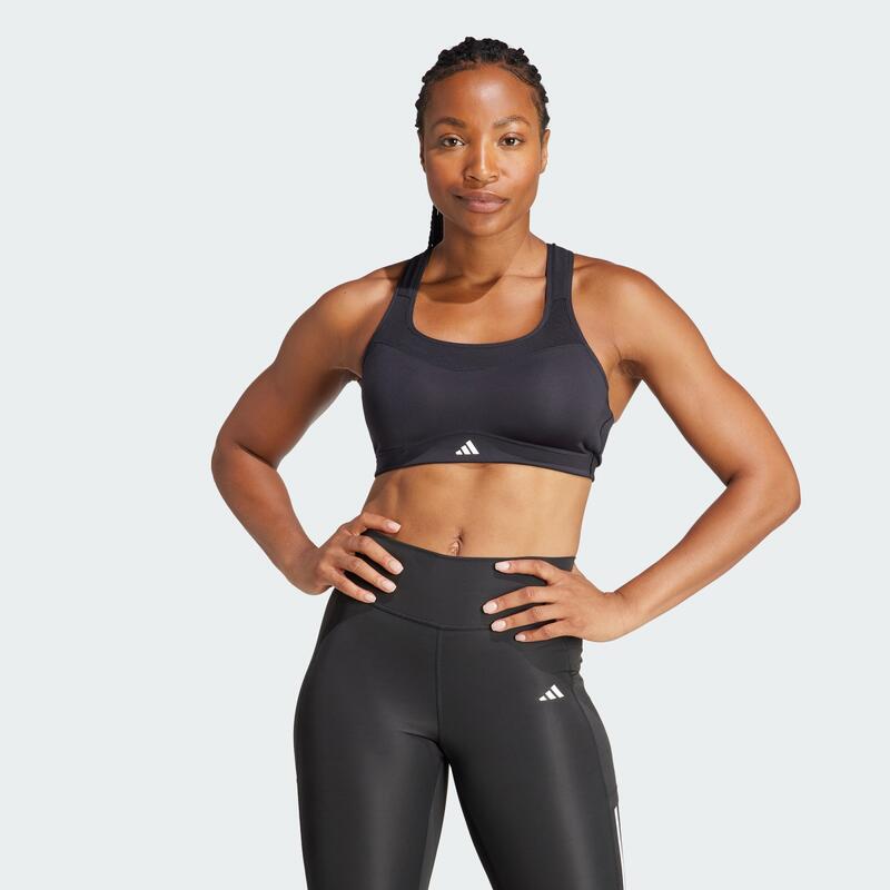 adidas Brassière adidas Powerreact Training Medium-Support 3-Stripes  (Grandes tailles) - noir