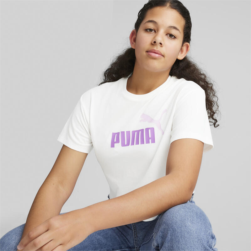 T-shirt corta con logo Girls da ragazza PUMA White Print