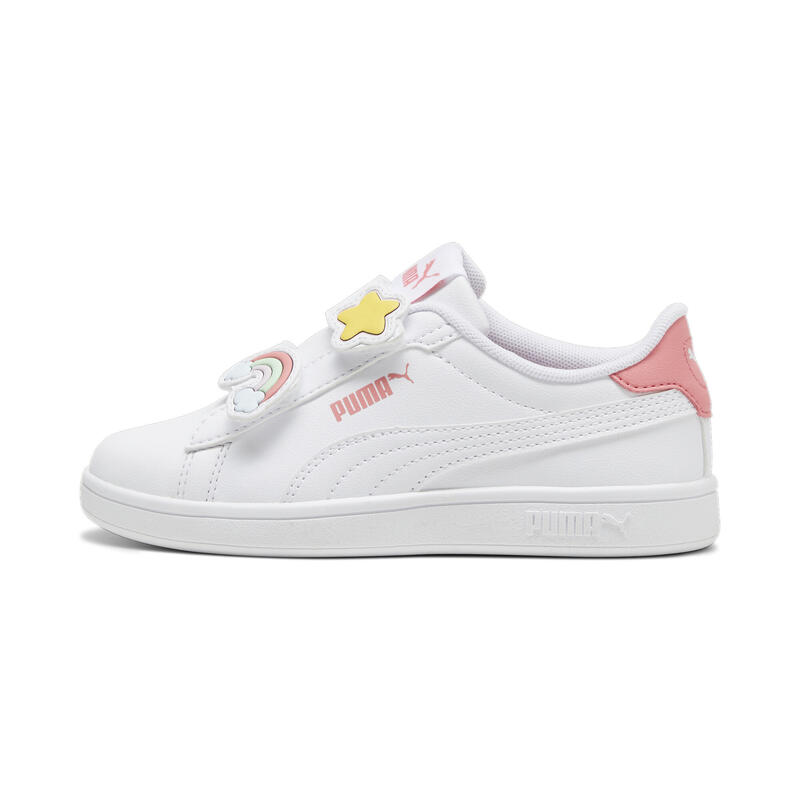 Chaussures à scratch PUMA Smash 3.0 Badges Enfant PUMA White Passionfruit Pink