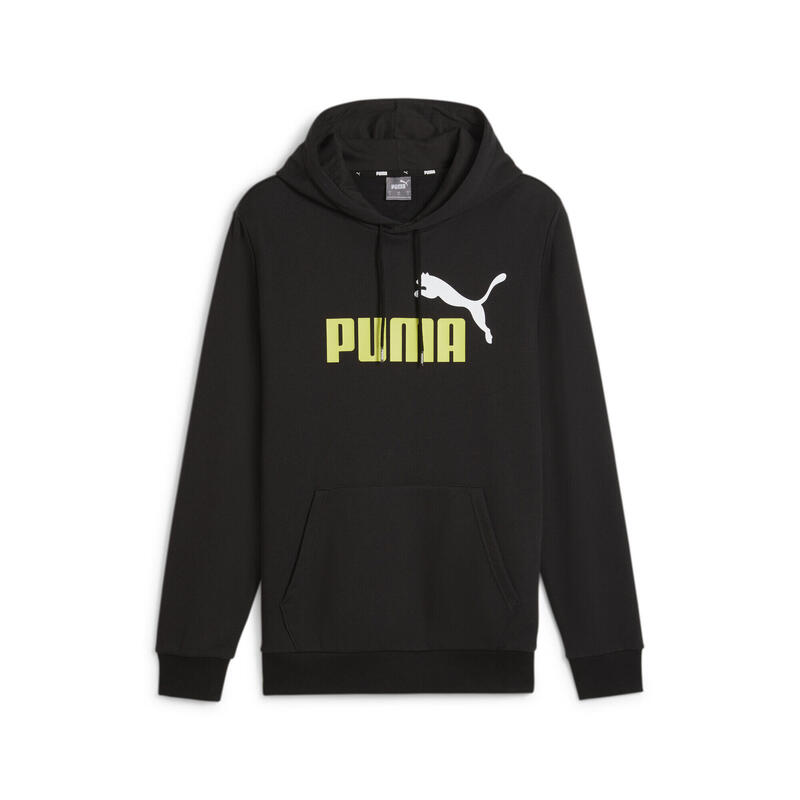 Sweat à capuche Essentials+ Two-Tone Big Logo Homme PUMA Black Lime Sheen