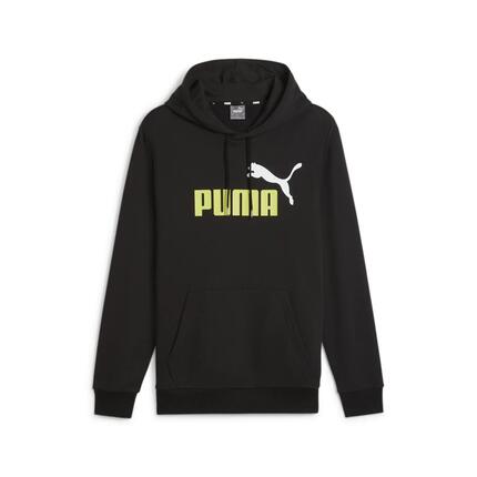 Sweat à capuche Essentials+ Two-Tone Big Logo Homme PUMA Black Lime Sheen