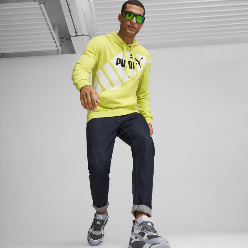 Felpa con cappuccio grafica PUMA POWER da uomo PUMA Lime Sheen Green