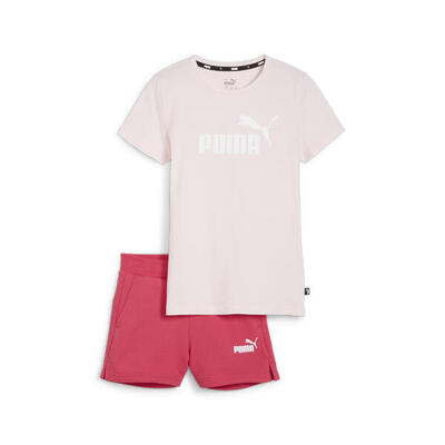 Logo t-shirt en shorts set voor kinderen puma whisp of pink