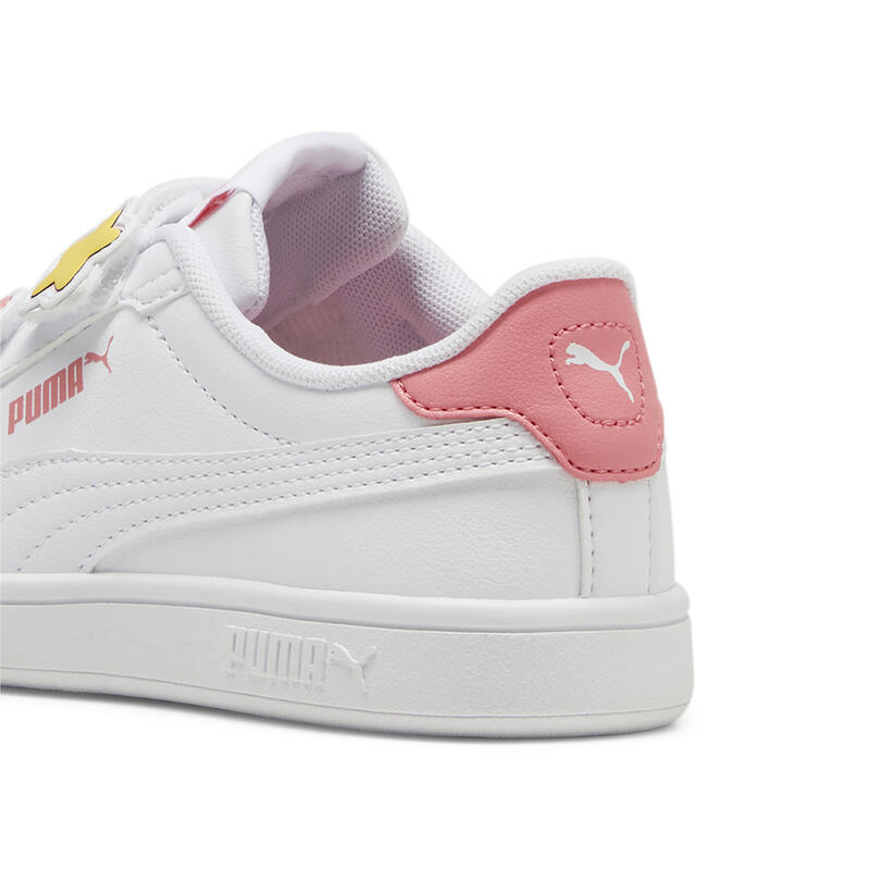 Chaussures à scratch PUMA Smash 3.0 Badges Enfant PUMA White Passionfruit Pink