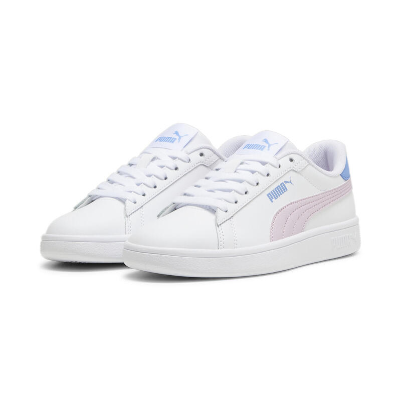 Smash 3.0 bőr tornacipő ifjúsági PUMA White Grape Mist Blue Skies Purple