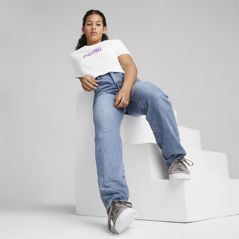 Girls Logo korter model T-shirt voor jongeren PUMA White Print