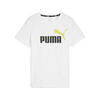 Camiseta Niño Essentials+ Two-Tone Logo PUMA White Lime Sheen Green